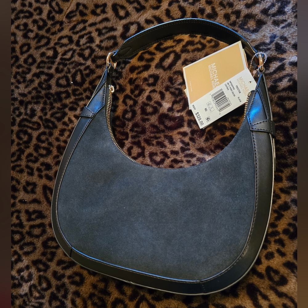 Michael Kors Elegant Preston Small Suede and Leather Bag - Picture 2 of 11